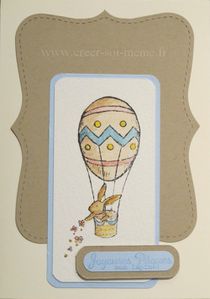 carte paques lapin montgolfiere