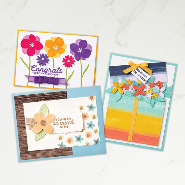 lot Tout en fleurs comprend le set de tampons Tout en fleurs et les poinçons Efflorescences brodées stampin up loisirs créatifs