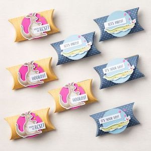 156993 Kit d’emballage à surprises L’heure est à la fête boite a friandises cadeau enfants stampin'up