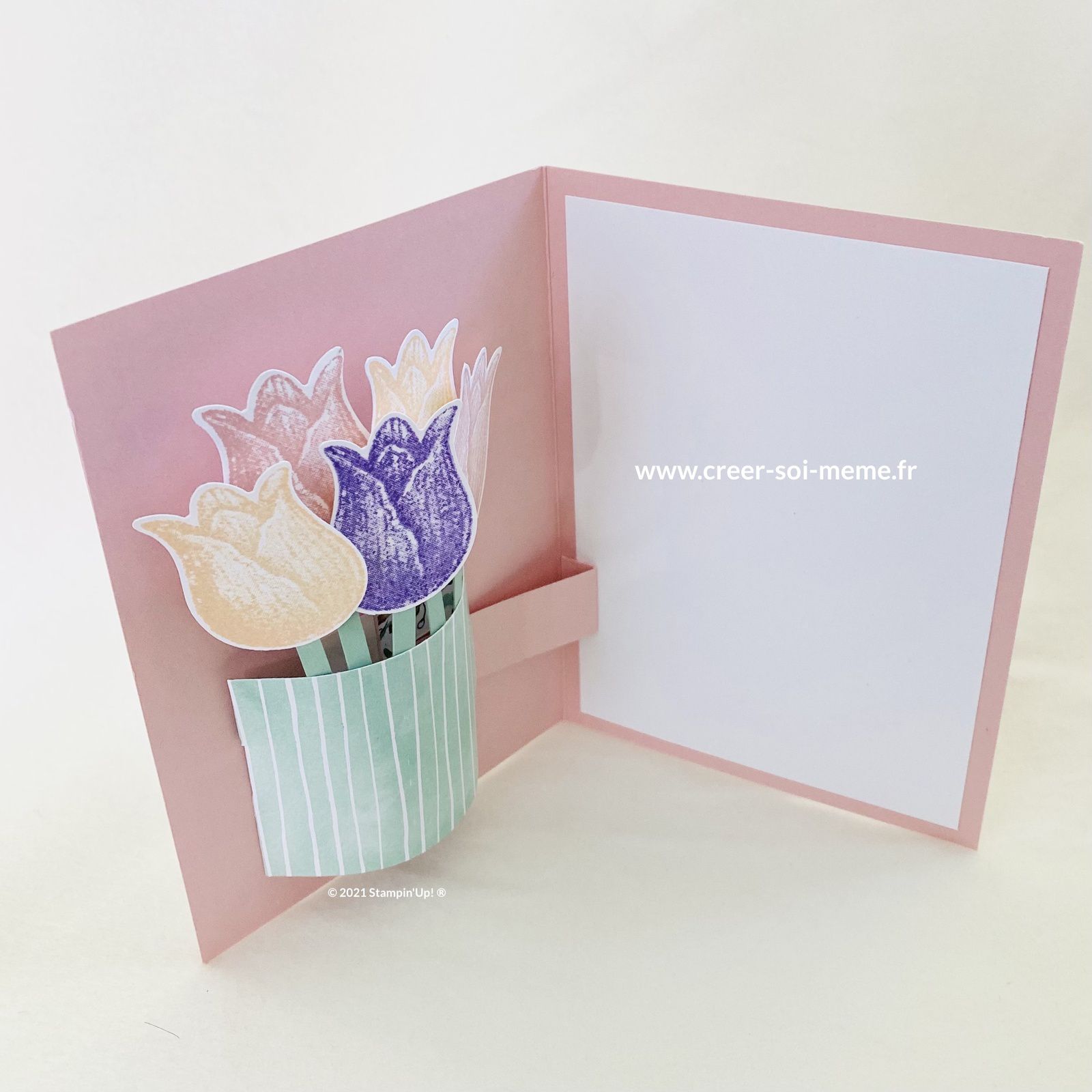 carte pop up tutoriel tutorial stampin up france explication relief fleur tulipe