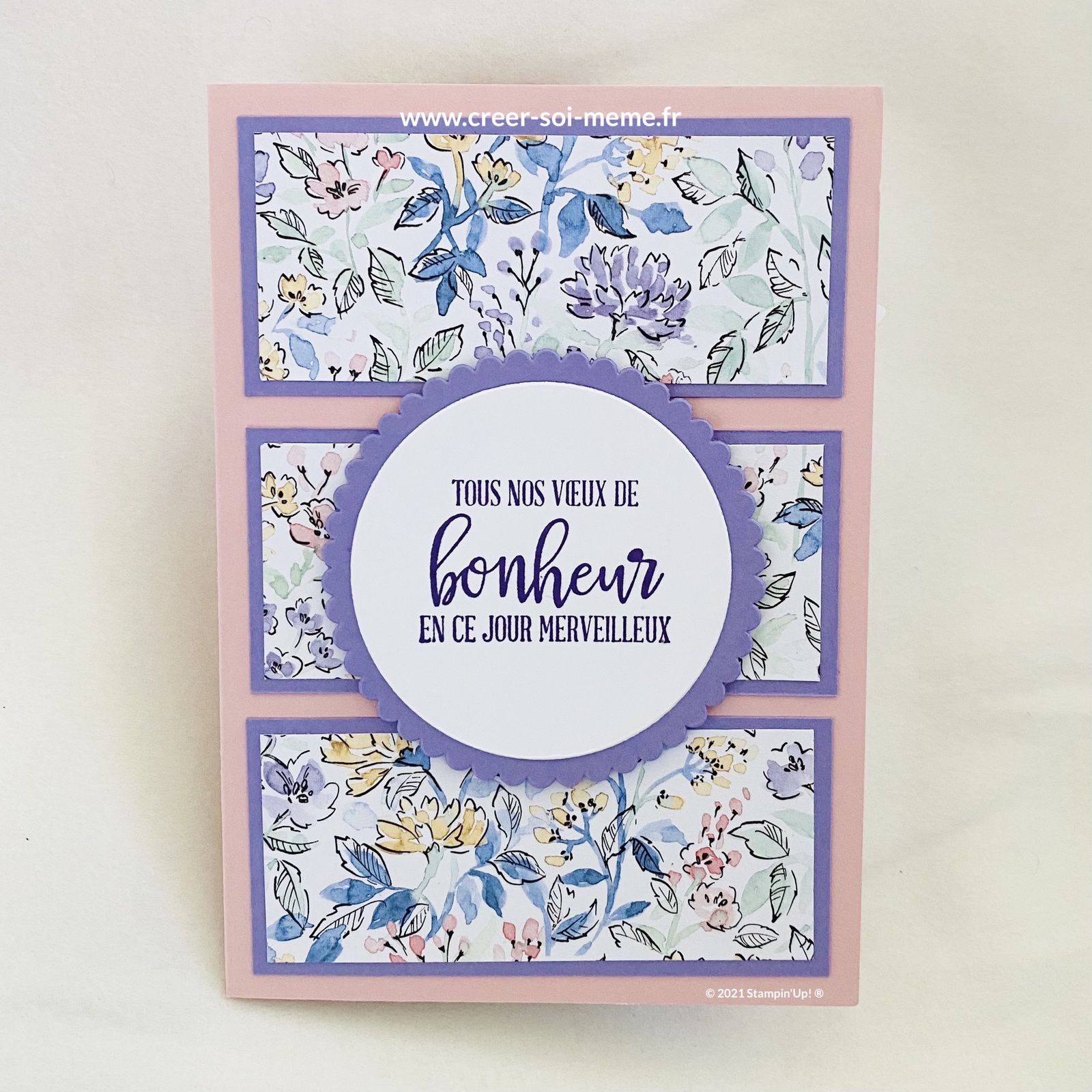 Tous nos voeux de bonheur en ce jour merveilleux stampin up carterie scrap scrapbooking fournitures fleur nature diy