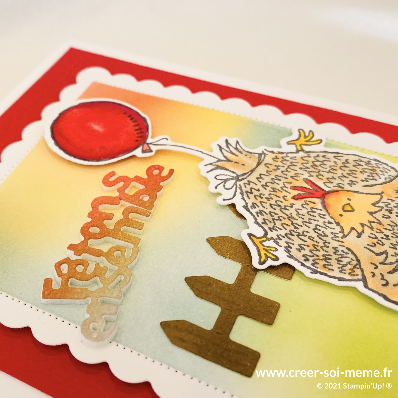 carte anniversaire humour poule fêtons ensemble stampin up