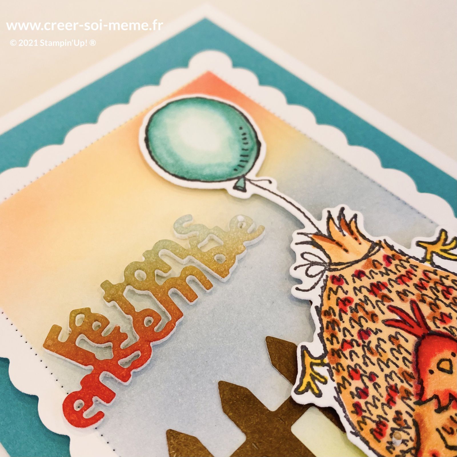 poinçons Fêtons entre poulettes barrière poules stampin up poule poussin oreiller sacs coq nature carterie carte fêtons ensemble