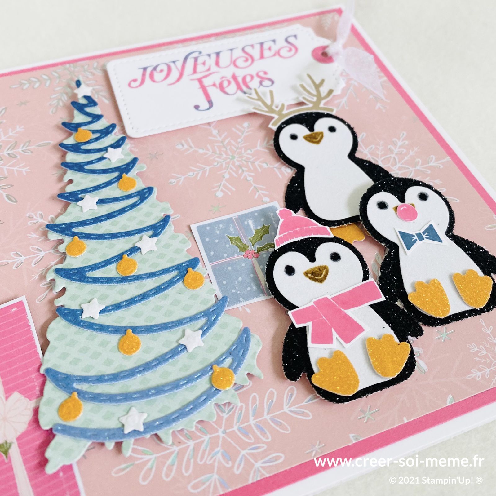 carte carterie stampin up pingouins noel joyeuses fetes tampons perforatrice france diy scrap inspiration creative