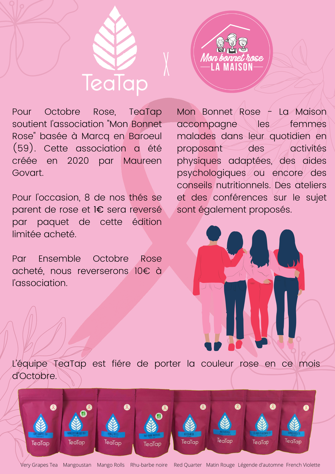 octobre rose mon bonnet rose teatap action caritative france initiative cancer su sein thé tisanes