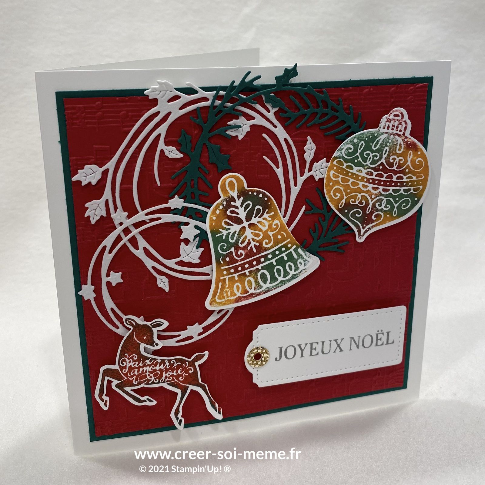 carte noel stampin up cerf renne encre boule cloche décoration carterie loisirs créatifs france normandie rouen