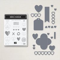 157625 lot Mémo d’amour stampin up enveloppe xoxo mariage amour saint valentin fourniture découpe coeur