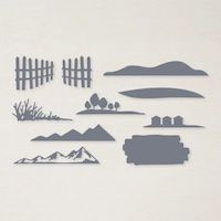 157778 poinçons Horizon barrière clôture arbres montagnes herbes touffe stampinup scrap Scrapbooking
