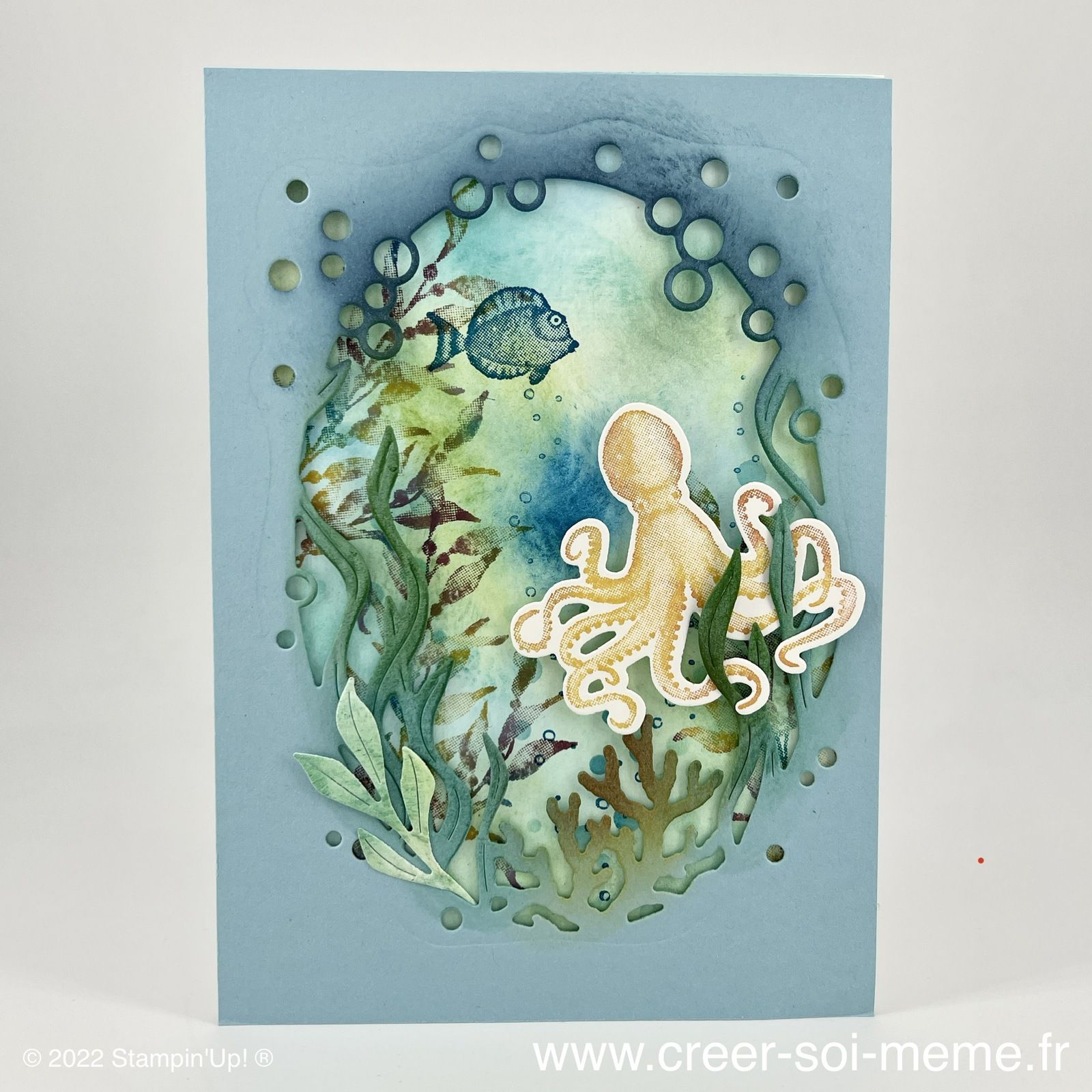 lot ocean de bonheur stampin up 157859 mer pieuvre tampon die decode algues poissons