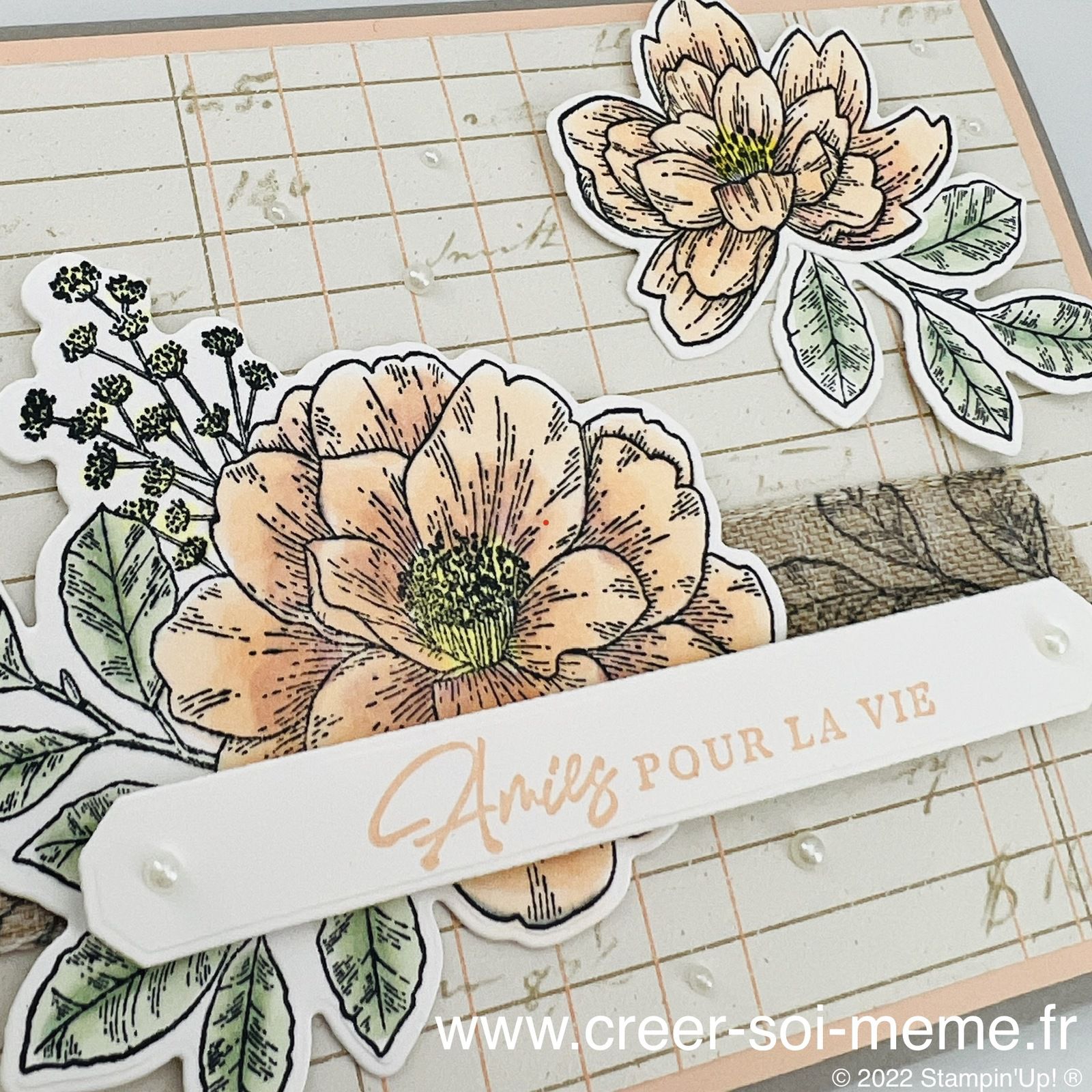 carte avec fleurs anniversaire amitié scrap
