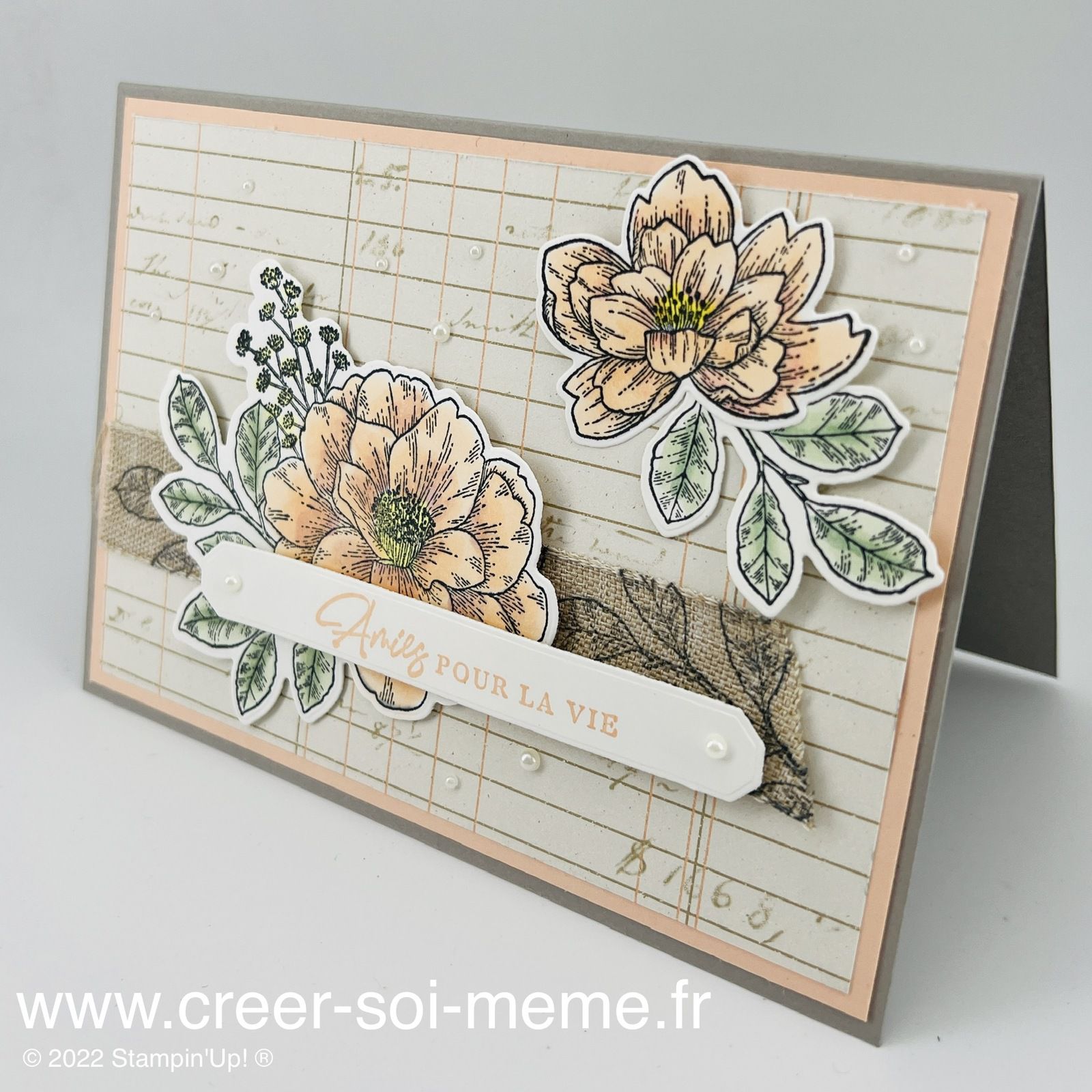 carte rose d abigael stampin up scrap demonstratrice ruban