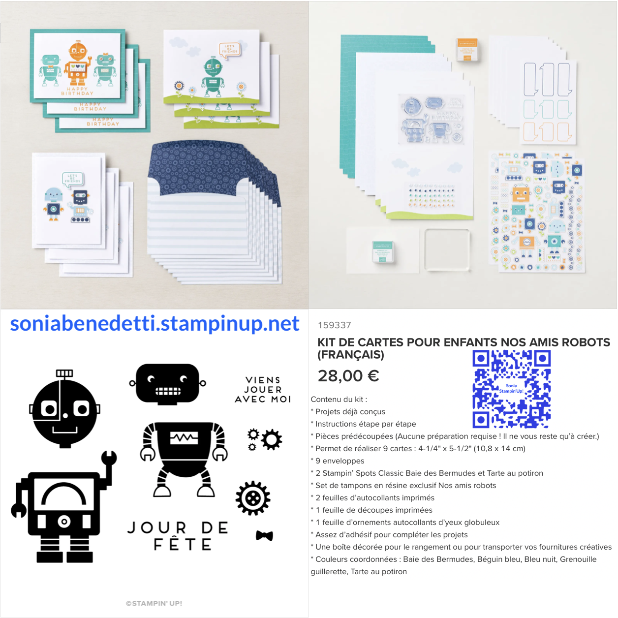 159337 kit de cartes Nos amis robots 28€ stampinup