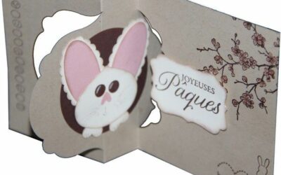 Carte dépliable lapin de Pâques