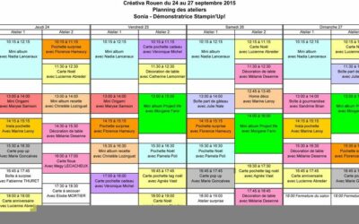 Planning des ateliers Stampin&rsquo;Up! à Créativa Rouen 2015