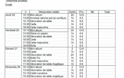 Planning des ateliers à Créativa Rouen du 25 au 28 septembre 2014
